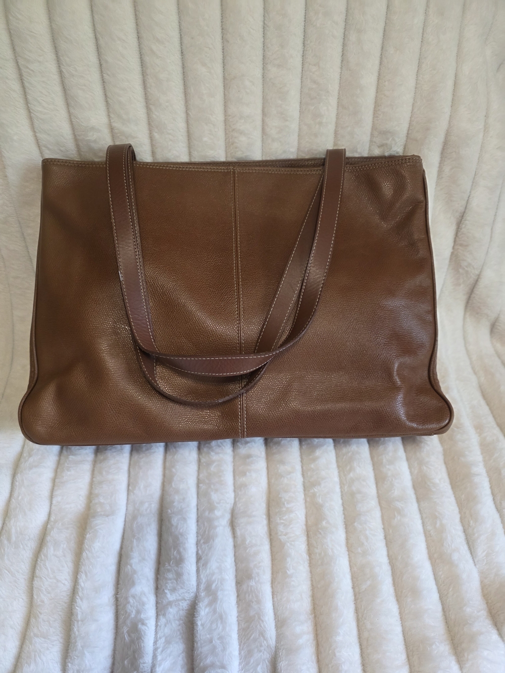 Ann Taylor Brown Leather Tote with Dual Straps